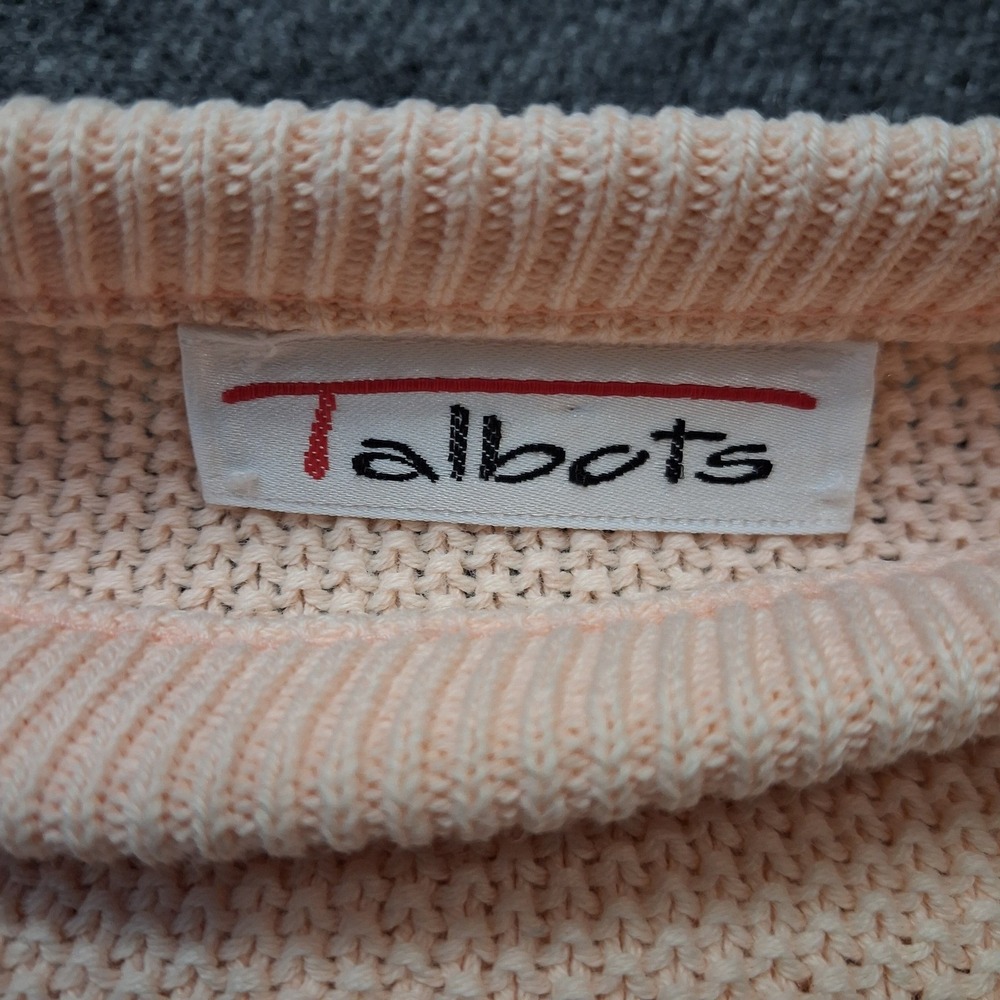 Talbots Vintage Preppy Peach Popcorn Knit Crewneck Sweater Drop Shoulder Pastel - Picture 4 of 12